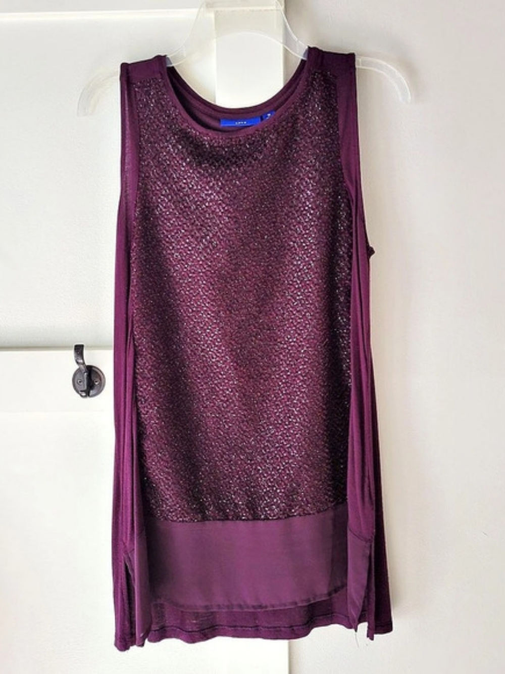 APT.9 Plum Satin Embellished Tank Top in Purple Size Medium Like New